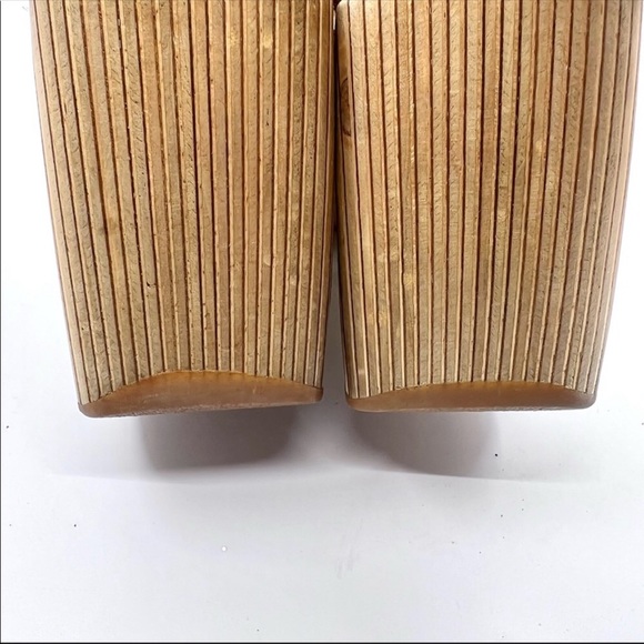 OAK DESTROY Vintage Y2K Platform Chunky Wooden Wedge Leather Sandal Women 8 8.5 - Picture 6 of 13